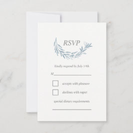 Elegante Blue Watercolor Wreath Wedding RSVP Card Karte
