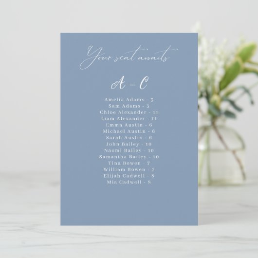 Elegante Blue Wedding Card (Stehend Vorderseite)