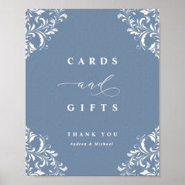 Elegante Blue Wedding Cards & Gifts Sign Poster