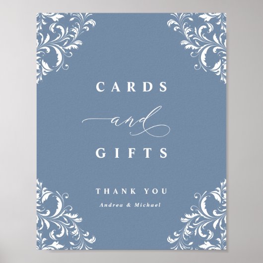 Elegante Blue Wedding Cards & Gifts Sign Poster (Vorne)