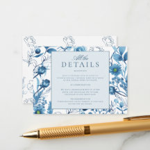 Elegante Blue Wedding Details Card