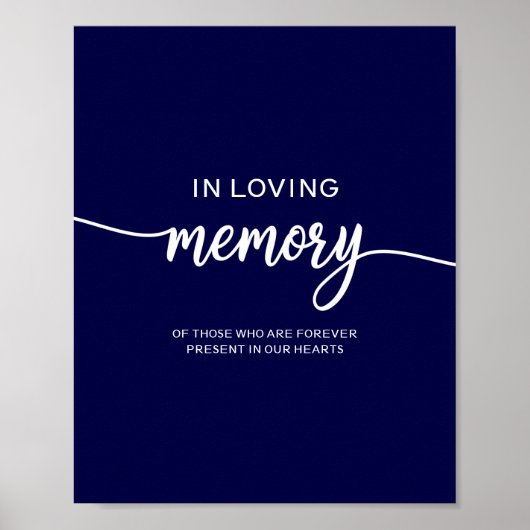 Elegante Blue Wedding Memorial Sign Poster (Vorne)