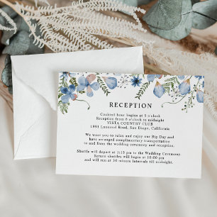 Elegante Blue Wedding Reception Begleitkarte