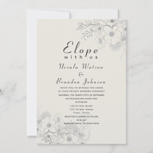 Elegante Blue Wedding Reception Einladung (Vorderseite)