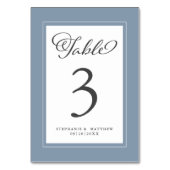 Elegante Blue Wedding Reception Tischnummer (Vorderseite)