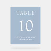 Elegante Blue Wedding Reception Tischnummer Acrylschild (Vorderseite)