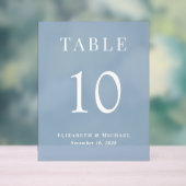 Elegante Blue Wedding Reception Tischnummer Acrylschild (Neutral)