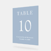 Elegante Blue Wedding Reception Tischnummer Acrylschild (Winkel)
