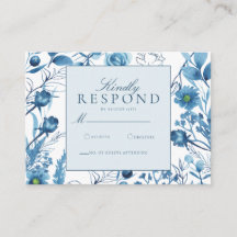Elegante Blue Wedding Response Card