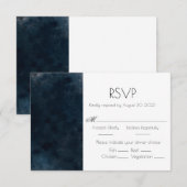 Elegante Blue Wedding Response RSVP Card (Vorne/Hinten)