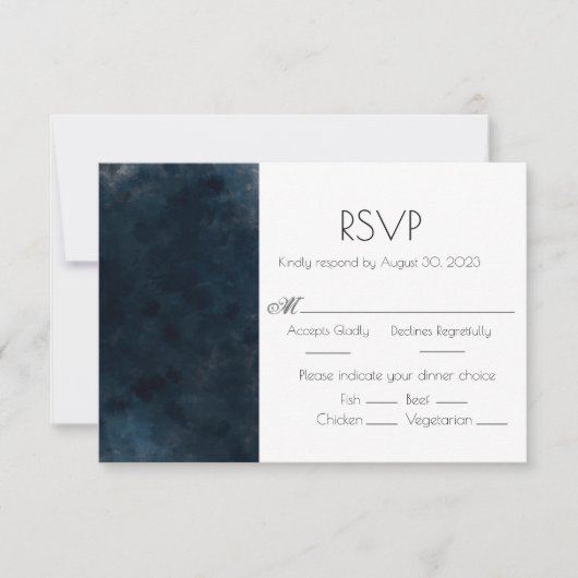 Elegante Blue Wedding Response RSVP Card Karte (Vorderseite)
