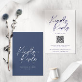 Elegante Blue Wedding RSVP Card mit QR Code Karte