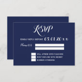 Elegante Blue Wedding RSVP Cards (Vorne/Hinten)