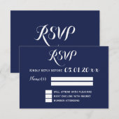 Elegante Blue Wedding RSVP Cards Karte (Vorne/Hinten)