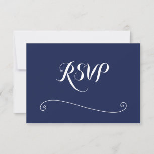 Elegante Blue Wedding RSVP Cards Karte