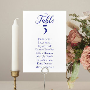 Elegante Blue Wedding Seating Chart Cards Tischnummer