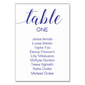 Elegante Blue Wedding Seating Chart Cards Tischnummer (Rückseite)