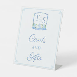 Elegante Blue Wedding Wappen Cards und Geschenke Sockelschild