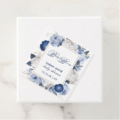 Elegante Blue & White Blume Babydusche Geschenkanhänger (Beispiel)