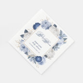 Elegante Blue & White Blume Babydusche Serviette (Ecke)
