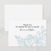 Elegante Blue White Botanical Floral Wedding Dankeskarte (Vorne/Hinten)