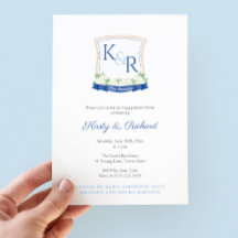 Elegante Blue White Coastal Wappen Engagement Part