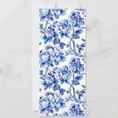 Elegante Blue White Floral Toile Wedding Menu Card Einladung (Rückseite)