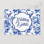Elegante Blue & White Floral Wedding Card Begleitkarte (Vorderseite)