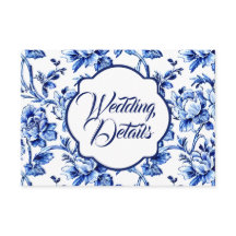 Elegante Blue & White Floral Wedding Card