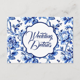 Elegante Blue & White Floral Wedding Card Begleitkarte