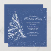 Elegante Blue & White Holiday Party - Einladung (Vorne/Hinten)