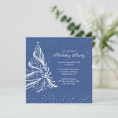 Elegante Blue & White Holiday Party - Einladung (Stehend Vorderseite)