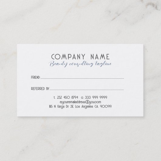 Elegante Blue & White Lace Referenzkarte Empfehlungskarte (Rückseite)