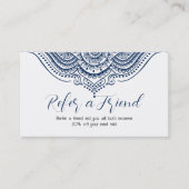 Elegante Blue & White Lace Referenzkarte Empfehlungskarte (Vorderseite)