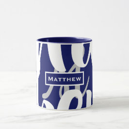 Elegante Blue & White Monogram Coffee Tasse