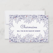 Elegante Blue White Trauzeugin Einladung (Vorderseite)