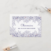 Elegante Blue White Trauzeugin Einladung (Vorderseite/Rückseite Beispiel)