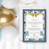 Elegante Blue White Watercolor Floral Geburtskarte