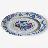Elegante Blue Wildblume Floral Keramik Hochzeit Pappteller (Schrägansicht)