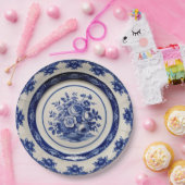 Elegante Blue Wildblume Floral Keramik Hochzeit Pappteller (Party)