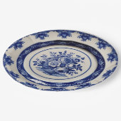 Elegante Blue Wildblume Floral Keramik Hochzeit Pappteller (Schrägansicht)