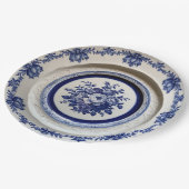 Elegante Blue Wildblume Floral Keramik Hochzeit Pappteller (Schrägansicht)