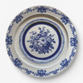 Elegante Blue Wildblume Floral Keramik Hochzeit Pappteller (Vorderseite)