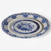 Elegante Blue Wildblume Floral Keramik Hochzeit Pappteller (Schrägansicht)