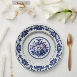 Elegante Blue Wildblume Floral Keramik Hochzeit Pappteller