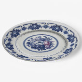 Elegante Blue Wildblume Floral Keramik Hochzeit Pappteller (Schrägansicht)