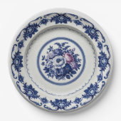 Elegante Blue Wildblume Floral Keramik Hochzeit Pappteller (Vorderseite)