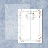 Elegante Blue Wildblume Wappen Hochzeitsgeschichte Einladung