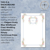 Elegante Blue Wildblume Wappen Hochzeitsgeschichte Einladung