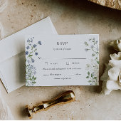 Elegante Blue Wildblume Watercolor RSVP Card